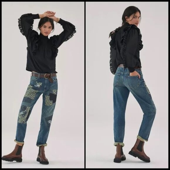 EUC Anthropologie Pilcro Borrowed Boyfriend Patchwork Jeans - Picture 1 of 14